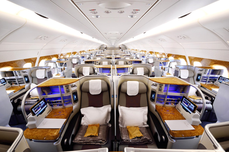 Emirates A380 business osztály