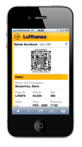 A Lufthansa mobil beszállókártya