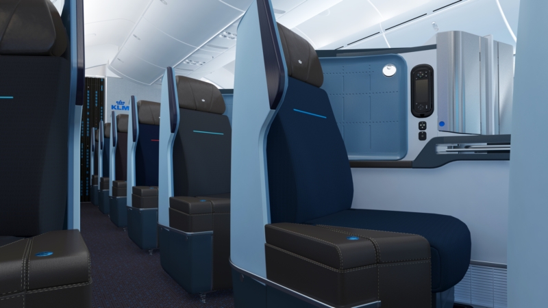 Business ülés a KLM új Boeing 787-900-ének fedélzetén