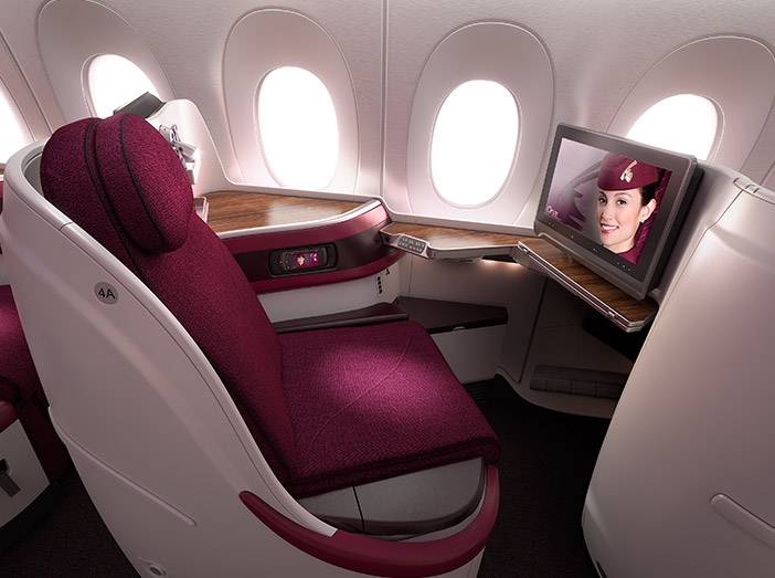Qatar Airways business ülések az A350-es fedélzetén